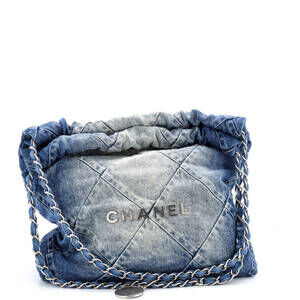 Chanel Small 22 Chain Hobo Quilted Denim